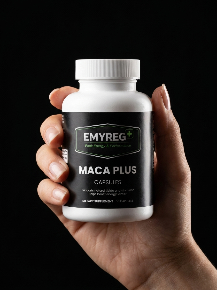 Emyreg Maca Plus held in hand